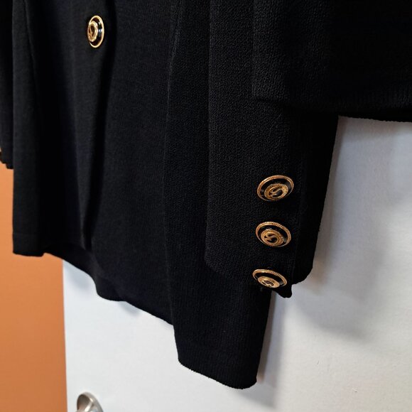 St. John Black Suit with Gold Buttons - Picture 2 of 4